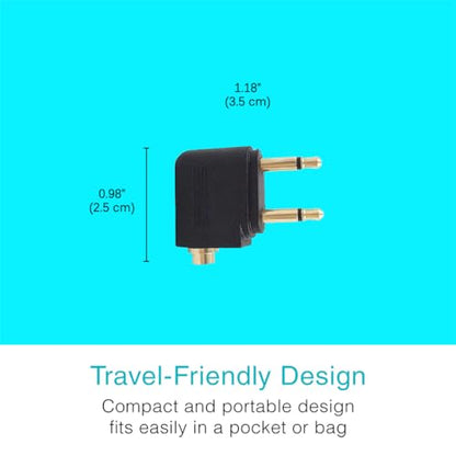 MEE Audio Connect Air in-Flight Bluetooth Wireless Audio Transmitter, with Extra Dual 3.5mm Jack AUX Adapter, for up to 2 AirPods/Other Headphones; Works with All 3.5mm Aux Jacks, Black - color: Black, style: Connect Air Bundle