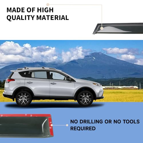 4PCS Rain Guards Fit for 2013-2018 Toyota RAV4 LE XLE SE, Tape-on Outside Mount Window Visors, Smoke Side Window Deflector, Vent Shade Shield, 2013 2014 2015 2016 2017 2018, Exterior Car Accessories - size: For 2013-2018 RAV4