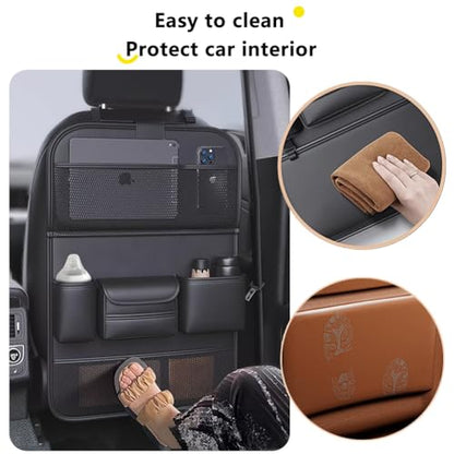 Tumecos Car Backseat Storage Bag with Foldable Table Tray,Large Capacity Seat Back Organizer,Car Kick Mat with Touch Screen Phone Holder,Multifunctional Backseat Protector Cover Pad (Style B) - style: Style B