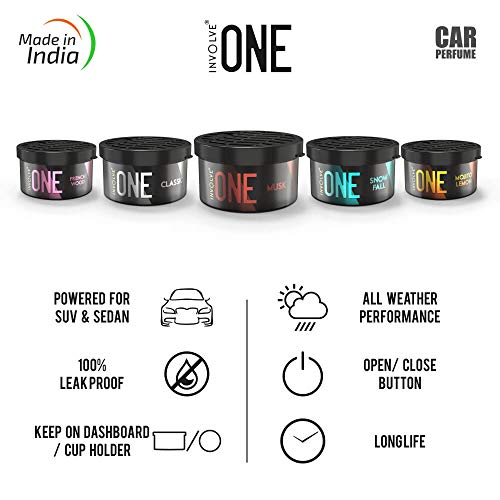 Involve One Citrus Car Air Freshener – Long Lasting Fiber Car Perfume for Cup Holder & Dashboard, Fresh Citrus Scent, Strong Odor Eliminator 40g