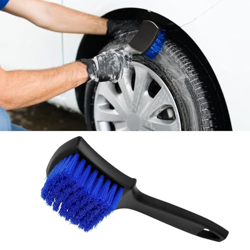 Carpet Cleaning Brush, Car Cleaning Brush, Tire Brush Wheel Cleaner, Universal Soft Bristle Car Wash Brush Short Handle Tire Cleaner Car Accessories for Car Interior Exterior and Home - color: Blue