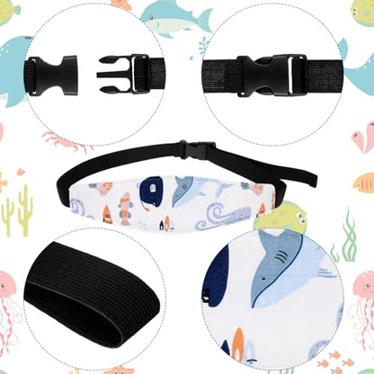 HESTYA 2 Pcs Carseat Head Support Toddler, Stroller Seat Headrest for Sleeping Traveling, Neck Relief Headband Strap for Kids Children Toddler Infant(Ocean Animals) - color: Ocean Animals