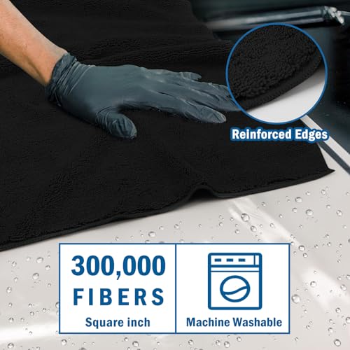 HOMEXCEL Professional Large Microfiber Car Drying Towels 2 Pack, Lint Free, Scratch Free, Highly Absorbent Drying Towel for Cars, SUVs, RVs, Trucks, and Boats,31" x 24", Black - color: Black