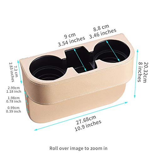 BEIGE Multifunctional Car Cup Holder Car Seat Organizer Gap Filler Bottle Phone Storage Organizer - color: Beige