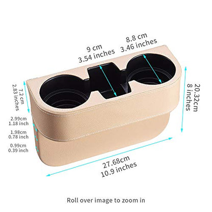 BEIGE Multifunctional Car Cup Holder Car Seat Organizer Gap Filler Bottle Phone Storage Organizer - color: Beige