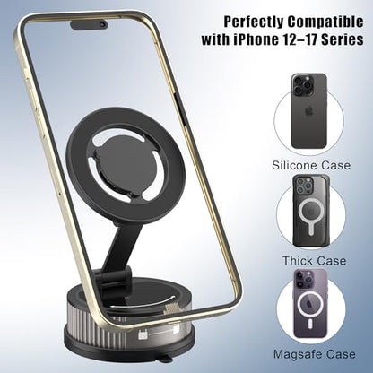 Magnetic Car Phone Holder with Fragrance Diffuser, 360° Rotatable Universal Mobile Phone Mount Compatible for MagSafe iPhone 17/16/15/14/13/12 and More(Dark Gray)
