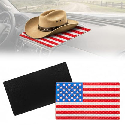 2PCS Cowboy Hat Dashboard Holder Mat – Anti-Slip Hat Shape Protector for Truck & Pickup SUV Dash – Heat-Resistant Mat for Car, Secures Hats and Items on The Road