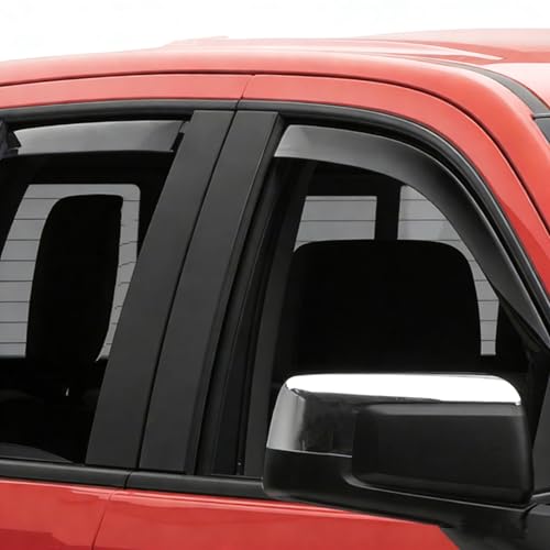 in-Channel Window Rain Guards Window Visors Vent Deflectors Compatible with 2004-2014 Ford F-150 Super/Extended Cab, Wind Deflector Smoke 4PCS 94738 - size: For 2004-2014 Ford F-150 Extended Cab