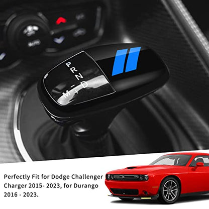 auovo Gear Shift Knob Trim Compatible with Dodge Charger Accessories 2015-2023 Challenger 2015-2024 / Durango 2016-2026 (Black-Blue) - color: Black-Blue