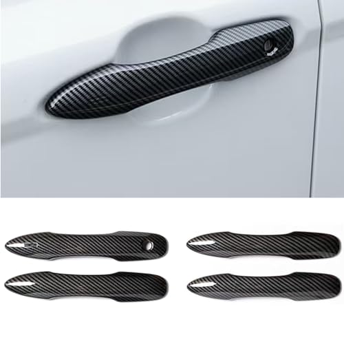 No Adhesive Snap-on Exterior Door Handle Cover Trims Compatible with Toyota Camry 2018-2024 2025 2026 for Corolla Venza Avalon Pruis Accessories Car Door Handle Cover Protector Car -Carbon Fiber - color: Carbon Fiber