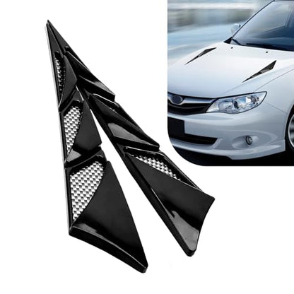 2 PCS Hood Side Vent Shark Spoiler, ABS Carbon Fiber Spoiler, Self-adhesiveHood Ventilation Decorative Stickers, Universal Exterior Car Accessories (Black)