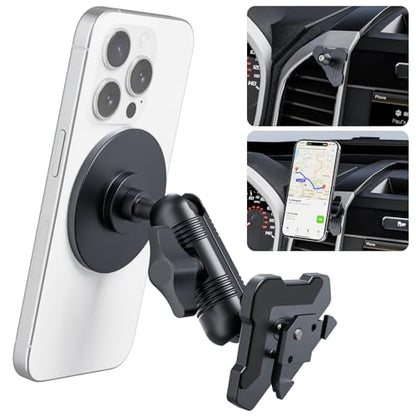 Surfcabin CNC Vent Phone Holder, Magnetic Air Vent Phone Holder Cradles Mount Compatible with F150 2015-2020 & Super Duty F250 F350 F450 2017-2021, Full Metal Bracket for Most CellPhones - style: Compatible with F150 2015-2020 with Metal Arm