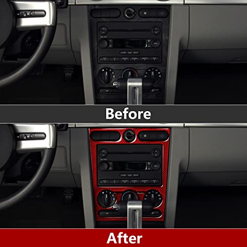 Car Carbon Fiber Decal Center Console CD Panel Sticker for Ford Mustang GT Shelby 2005 2006 2007 2008 2009 S197 Accessories - color: Center Console CD Panel