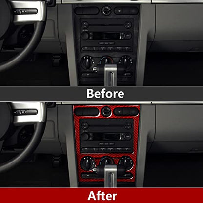 Car Carbon Fiber Decal Center Console CD Panel Sticker for Ford Mustang GT Shelby 2005 2006 2007 2008 2009 S197 Accessories - color: Center Console CD Panel