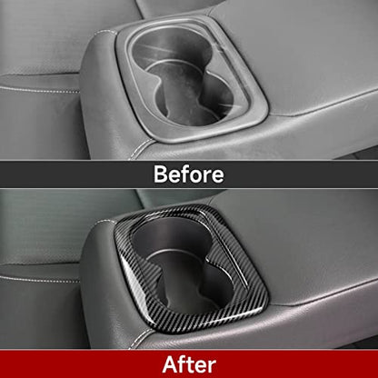 Car Cup Holder Water Cover Decals for 2022 2023 2024 2025 Honda Civic 11th Gen Accessories ABS Carbon Fiber Interior Stickers - color: Cup Holder Panel Frame