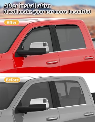 in-Channel Window Rain Guards Fit for Truck Dodge RAM 2500 3500 2019-2026 Crew Cab Extra Durable Window Visors Window Deflectors Vent Visors Vent Shades Car Accessories-4 pcs 2-Q07 - size: Fit for 2019-2026 Dodge RAM 2500 3500 Crew Cab