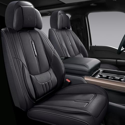 NS YOLO Universal Fit Full Coverage Leather Car Seat Covers for Cars,SUVs and Pick-up Trucks, Car Seat Protector,Automotive Seat Covers Full Set,Car Seat Cushion,Black Seat Cover for 5 Seats - color: Black, size: Full Set