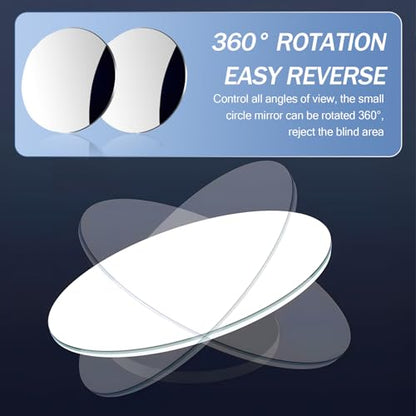 2 PCS Car Blind Spot Mirror, Convex Round Vehicle Reversing Rear View Mirror, 360 Degree Frameless Design, Universal Adjustable Reflective Mirror for Most Cars (White)