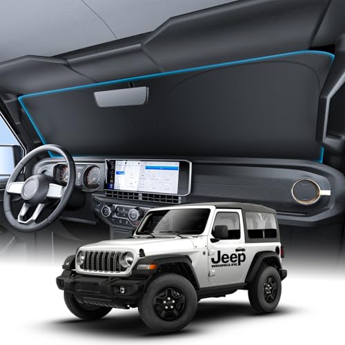 Wigoo for Jeep Wrangler Windshield Sunshade [OEM Design, 100% Sun Blockage] Foldable Heat Insulation Sun Shade with Storage Bag, for Jeep Wrangler (2018-2026), Silver Coating - size: for Jeep Wrangler(2018-2026)