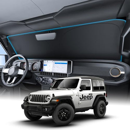 Wigoo for Jeep Wrangler Windshield Sunshade [OEM Design, 100% Sun Blockage] Foldable Heat Insulation Sun Shade with Storage Bag, for Jeep Wrangler (2018-2026), Silver Coating - size: for Jeep Wrangler(2018-2026)