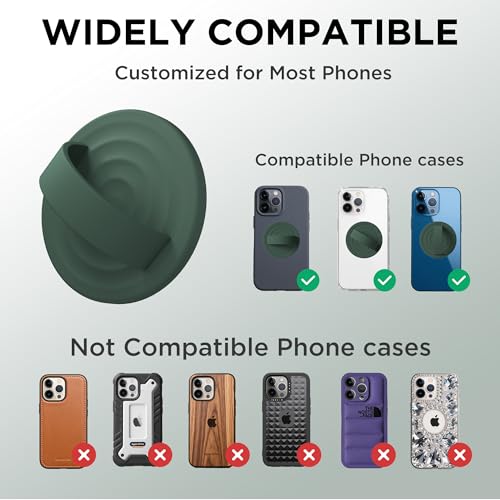 Magnetic Phone Grip Ring Holder, Liquid Silicone Magnet Cell Phone Grip Finger Loop, Compatible with Magsafe, Back of Phone for iPhone 17/16/15/14/13/12 Series, Alpine Green - color: Alpine Green