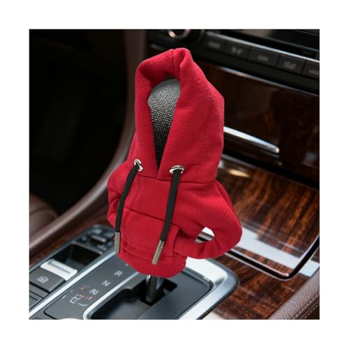 Car Gear Shift Hoodie, Mini Funny Fashionable Hooded Clothing Vehicle Gear Shift Knob Cover Stick Protector, Cute Automotive Shifter Decoration, Universal for SUV Sedan Truck (Red) - color: Red