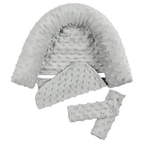 Baby Carseat Headrest and Strap Covers,Baby Carseat Head Support & Carseat Neck Cover,Infant Head Support Pillow, Toddler Headrest Pad for Carseat Strollers Carrier,Grey - color: Grey