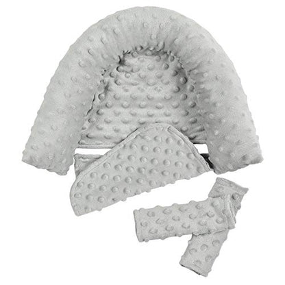 Baby Carseat Headrest and Strap Covers,Baby Carseat Head Support & Carseat Neck Cover,Infant Head Support Pillow, Toddler Headrest Pad for Carseat Strollers Carrier,Grey - color: Grey