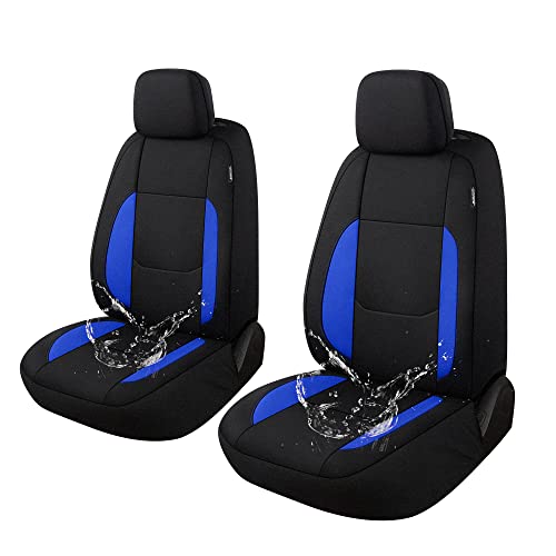 Pariitadin Waterproof Car Seat Covers 2 Front Seats, Neoprene Seat Covers for Cars, Universal Fit Interior Covers for Most Cars Sedan Van Truck SUV(Black/Blue) - color: Black/Blue, size: Front Set
