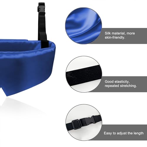 Travel Pillows for Airplanes, Airplane Head Strap with Silk Eye Mask for Sleeping, Long Flights & Car Road Trips 360°Headrest Neck Support, Stops Bobbing, Small & Compact（Blue） - color: Blue