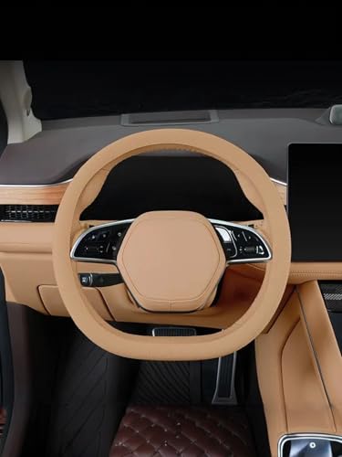 Car Steering Wheel Cover, Anti-Skid Silicone Steering Wheel Cover Easy Clip-On Installation & Anti-Sweat Grip, Universal Automotive Interior Accessories for Most Cars (Black) - color: Beige