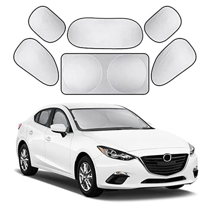 Car Window Shade, 6Pack Set Auto Sun Shades for Side Window Front and Rear Windshield with Storage Pouch for Car, SUV, Van, Truck, Full Sun Protection, Block UV Rays, Keep car Cool (59.5"x27.6"/6PCS) - size: 59.5"x27.6"/6PCS