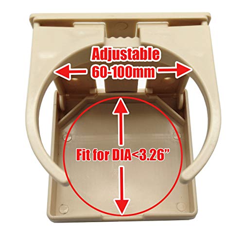 TIHOOD 2PCS Adjustable Folding Drink Holder with Screws/Adjustable Cup Holder for Marine/Boat/Caravan/Car (Beige) - color: Beige