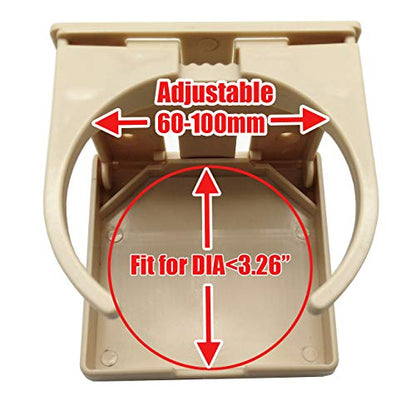 TIHOOD 2PCS Adjustable Folding Drink Holder with Screws/Adjustable Cup Holder for Marine/Boat/Caravan/Car (Beige) - color: Beige