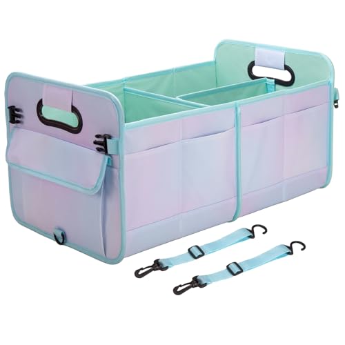 titiyiof Trunk Organizer For Suv&Sedan,Car Organizers&Storage, Waterproof Collapsible & Adjustable Straps,70L Sturdy Car Organization for Car Accessories,Tools,Sundries,2-3Compartment(Colorful Green) - color: X Green, size: Large (70L)