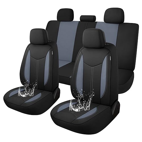 CAROMOP Waterproof Car Seat Cover Full Seats, Neoprene Seat Covers for Cars,Split Bench Compatible Car Interior Covers, Universal Fit Most Car Sedan Truck SUV(Black/Gray) - color: Black/Gray, size: Full Set