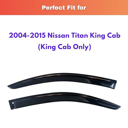 KPY Rain Guards Fit for 2004-2015 Nissan Titan King Cab, Out-Channel Window Visors Vent Wind Deflectors 2PC, Truck Accessories for 04-15 Titan (Extended Cab Only) - size: 2004-2015 Titan King Cab