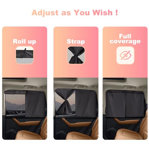 Magnetic Car Window Shades for Baby - Dual-Layer Sun Protection Car Curtains for Rear Side Windows - 2 in 1 Side Window Sun Shade with Enhanced UV Block and Privacy Protection, Fits Most Cars