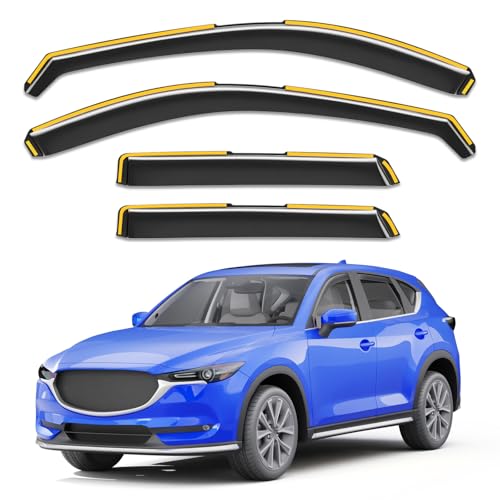 in-Channel Window Rain Guards Fit for Mazda CX5 CX-5 2017 2018 2019 2020 2021 2022 2023 2024 2025 2026, Rain Guards Visors Vent Visors Window Deflector Vent Shades Car Accessories -4 pcs - size: Fit for 2017-2026 Mazda CX-5