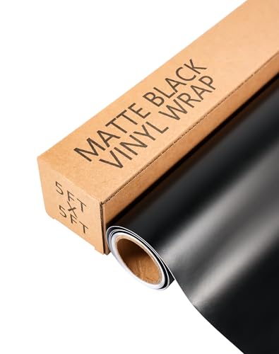 Vinyl Wrap Film for Cars, 5ft x 5ft Matte Black Automotive Wrapping Film Roll for Car Body Protection, Scratch Resistance with Air Release Technology (Matte Black) - color: Matte Black, size: 5ft x 5ft