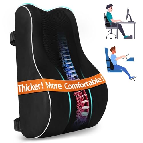 CloudBliss Ergonomic Lumbar Support Pillow – Memory Foam for Lower Back Pain Relief, Adjustable Straps & Mesh Cover for Office, Gaming, Car Seat & Home Essentials (Black) - color: Black, size: Standard