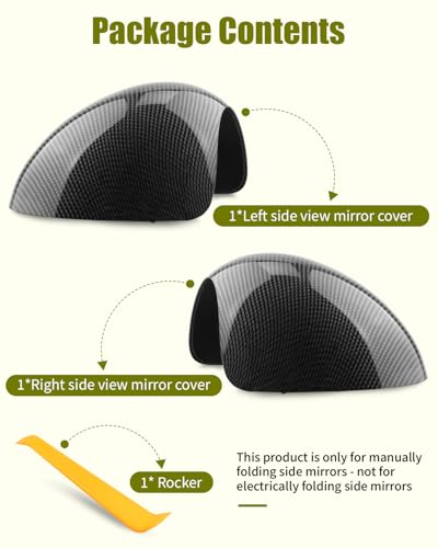 Left Right Side Mirror Caps Rearview Mirror Cover Cap Fit for Mini R55 R56 R57 R58 R59 R60 R61 2007-2016 Manual Folding Mirrors Only Replace 51162754913, 51162754914, Carbon Fiber - size: Carbon Fiber