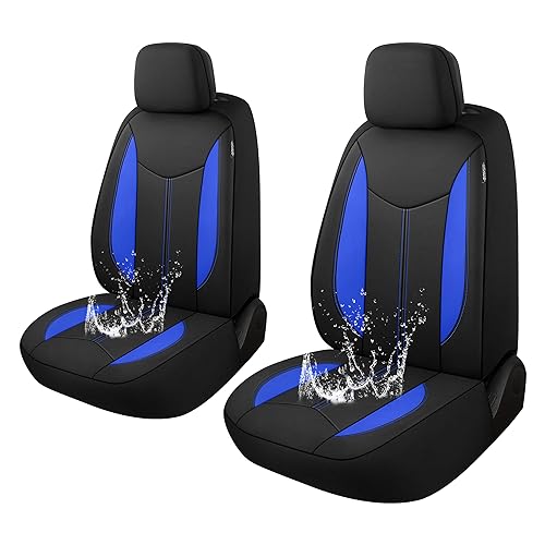 CAROMOP Neoprene Car Seat Cover 2 Front Seats, Waterproof Seat Covers for Cars, Universal Fit for Most Car Interior Covers-Sedan Truck SUV(Black/Blue) - color: Black/Blue, size: Front Set