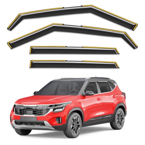 in-Channel Window Rain Guards Fit for Kia Seltos 2021 2022 2023 2024 2025 2026, Extra Durable Window Visors Window Deflectors Vent Visors Vent Shades Car Accessories-4 pcs - size: Fit for 2021-2026 Kia Seltos