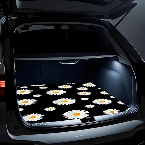 Universal Car Trunk Mat 29" x 39", Beautiful Daisies All Weather Trunk Protection Cargo Liner,Durable Cargo Mat Rear Trunk Liner, Stylish Vehicle Interior Accessories Suitable for Most Car Models - color: Beautiful Daisies