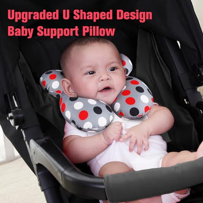 KAKIBLIN Baby Travel Pillow, Baby Neck Pillows for Car Seat,Upgraded Babies Head Pillow, Head and Neck Support for Car Seat, Stroller, Pushchair,Travel (Grey Pot) - color: Grey Pot