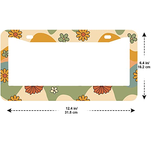 2Pcs Flower Retro License Plate Frames Cover Holders Stainless Steel Retro Flowers License Plate Cover with Screw Caps Cover and Screwdriver Set - 2-Hole for Girl Women (Flower Retro) - color: Flower Retro