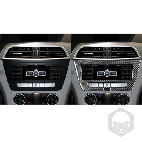 NVCNX Carbon Fiber Compatible with Mercedes-Benz C-Class W204 C250 C300 C350 C63 AMG 2012 2013 2014 Sedan / 2012-2015 Coupe Accessories Car Dash CD Radio Panel Cover Sticker Decal Interior Trim B 2PCs - color: Dash Infotainment System Panel Trim B - for 2