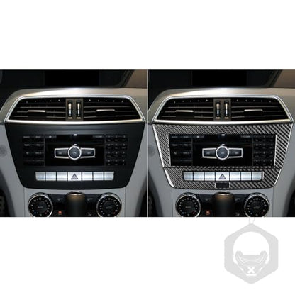 NVCNX Carbon Fiber Compatible with Mercedes-Benz C-Class W204 C250 C300 C350 C63 AMG 2012 2013 2014 Sedan / 2012-2015 Coupe Accessories Car Dash CD Radio Panel Cover Sticker Decal Interior Trim B 2PCs - color: Dash Infotainment System Panel Trim B - for 2
