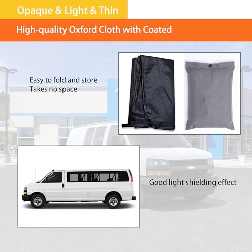 Custom Front Side Window Sun Shades Compatible with 1996-2025 Chevy Express Cargo Van Interior Accessories for Outdoor Blocking Sunlight, Cooling, Resting & Privacy Protection